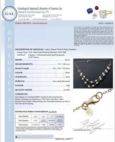 Akoya Pearl Ruby Necklace 14k Gold 7.80 mm 19 3/4 Certified $2,450 820424 - Certified Estate Jewelry Gia Certified Yellow Gold Necklace For Anniversary, Round 14k Gold Jewelry With Certificate Of Authenticity, 14k Gold Round Jewelry With Certificate Of Authenticity, 14k Gold Jewelry With Certificate Of Authenticity, Luxury Gia Certified Gold Necklaces, Gold Diamond Jewelry With Certificate Of Authenticity, Fine Jewelry With Certificate Of Authenticity, Oval Shape, Fine Jewelry Diamond With Certificate Of Authenticity, Fine Diamond Jewelry With Certificate Of Authenticity