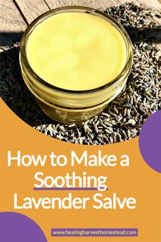 lavender salve in jar Home First Aid Kit, Lavender Salve, Pain Relief Salve, Healing Salve Recipe, Medicine Recipes, Lotion Bars Recipe, Lavender Crafts