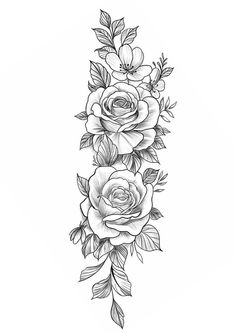 a black and white rose tattoo design