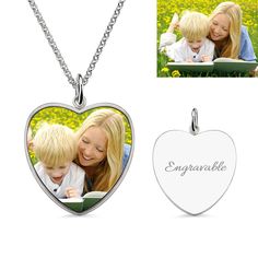 16th Birthday Gifts - Heart Engraved Epoxy Color Photo Necklace - Wear your favorite photo of your loved ones on a solid 925 Sterling Silver Heart Engraved Color Photography Necklace. Back side is engravable with text of you choice.This makes a personalized and timeless treasure that you can enjoy for years to come Patchwork Heart, Keychain Necklace, Anniversary Necklace, Picture Necklace, Picture Engraving, Heart Photo, 16th Birthday Gifts, Mom Son, Photo Necklace