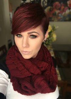 Red Hair Cuts, Red Pixie Haircut, Red Pixie Cuts, Pixie Hair Color, Red Pixie, Cherry Coke, Hair Color Purple, Hair Color Highlights