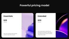 two pricing cards with purple and black background