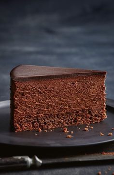 a piece of chocolate cake on a plate