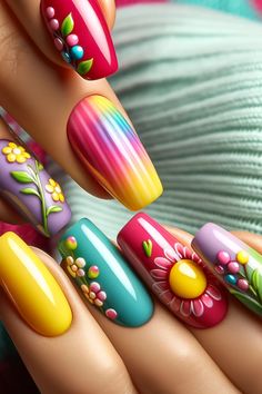 Beach Nails Dive into Ocean-Inspired Nail Art Beach Nail, Art 2024, Elegant Nail Art, Floral Nail Designs, Elegant Nail, Cute Spring Nails, Fingernail Polish, Simple Summer