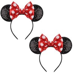 PRICES MAY VARY. 💖【Package Include】2 pcs popular elements Minnie Mouse Ears headband. You can share with your little princess, friends or family. ♔【 High-Quality Material】100% Handmade by elastic-plastic and sequin fabric, combined with 5" sequin bows and beautiful sequin mouse ears. 💖【One Size Fits Most!】 Sequin bow size is 5", and each headband is about 8 inches in length and 4 inches in width. Good elasticity makes women's headbands the right size, suitable for both Children and adults. (Ag Minnie Costume, Headbands For Girls, Minnie Ears Headband, Princess Decorations, Mouse Costume, Halloween Accessories Hair, Mouse Ears Headband, Ears Headband, Sequin Bow