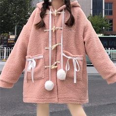 Warm Hoodies, Woolen Coat Woman, Japanese Sweet, Sherpa Coat, Wool Coat Women, Winter Cardigan, Outwear Jackets, Sweet Lolita, Woolen Coat