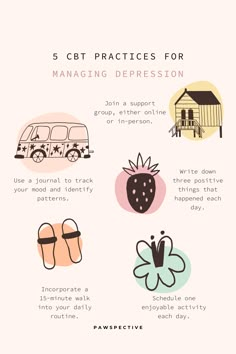 Depression can profoundly affect your daily life, causing feelings of sadness, loss of interest in activities, and difficulty functioning. It's essential to manage these symptoms step by step, using effective strategies to improve your mental health. Here are five Cognitive Behavioral Therapy (CBT) practices that can help you manage and reduce depression. Mental Wellbeing Activities, Cbt Questions, Cbt Therapy Techniques, Cbt Therapy Worksheets, Cbt Activities, Loss Of Interest, Existential Therapy, Cbt Techniques