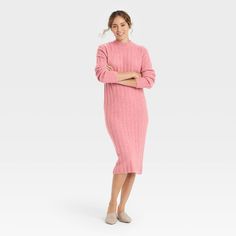 Questions Comment Below Dusty Pink Sweater, Elegant Maternity Dresses, Pink Sweater Dress, Green Long Sleeve Dress, Red Tights, Lil Black Dress, Ribbed Sweater Dress, Balloon Sleeve Dress, Target Dresses