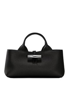 Longchamp Le Roseau Small Leather East West Crossbody Longchamp Roseau, Longchamp Bag, East West, Shopper Bag, Luxury Items, Cross Body Handbags, Black Silver, Zip Pockets, Pick Up