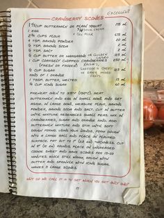 a recipe book sitting on top of a counter