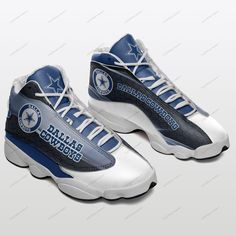 Lightweight construction with breathable mesh fabric provides a comfortable and flawless fit. Dallas Cowboys Shoes, Cowboy Shoes, Jordan 13 Shoes, Dallas Cowboys Football, Personalized Shoes, Shoes Design, Cowboys Football, Shoes Sport, Jordan 13