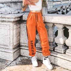 Women Loose Sweatpants Harajuku Trousers 2018 Autumn Female Orange Letter Printed Joggers Pants Hip Hop Dance Pants Plus Size-in Pants & Capris from Women's Clothing & Accessories on Aliexpress.com | Alibaba Group Sport Street Style, Dance Pants Hip Hop, Hip Hop Dance Outfits, Loose Sweatpants, Hip Hop Pants, Printed Jogger Pants, Jogger Pants Casual, Dance Pants, Pants Women Fashion