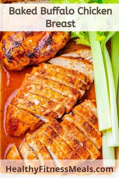 grilled buffalo chicken breast with celery on the side