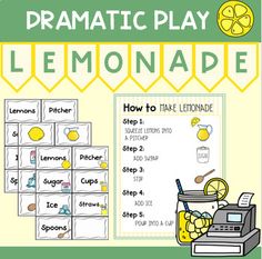 a lemonade game with the words, how to take lemonade and pictures on it