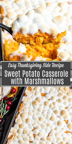 sweet potato casserole with marshmallows is an easy thanksgiving side dish