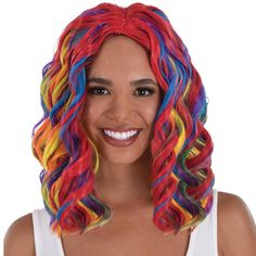 Rainbow Body Wave Wig Halloween Circus, Rainbow Wig, Fiber One, Helium Tank, Vibrant Style, Wave Wig, Body Wave Wig, Personalized Favors, Winter Colors