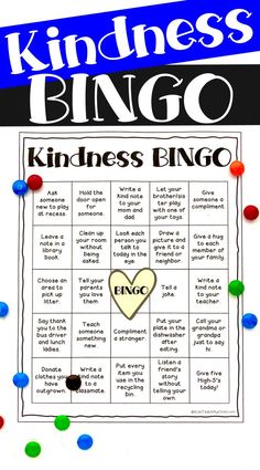 a printable game for kids to play with the words kindness and bingo on it