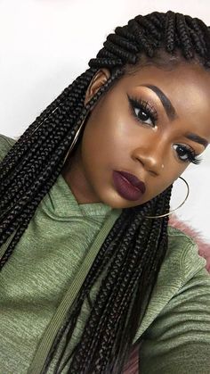 100% hand-braided super lightweight knotless lace front braided wigs Faux Loc, Big Box Braids, Jumbo Box Braids, African Hair Braiding Styles, Braided Hairstyle, Bohemian Hairstyles, Black Makeup