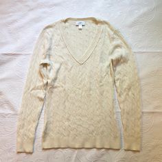 Cream Colored Cable-Knit Sweater With V-Neck. Super Cute Staple Piece! Approx. 26.5” Long, 16” Across Chest. Never Worn. In Excellent Condition. 46% Acrylic, 46% Nylon, 8% Rabbit Hair. Hand Wash. Full Care Information On Label. Open To Reasonable Offers. No Trades. Spring Cable Knit V-neck Sweater, Beige Cable Knit V-neck Top, Classic V-neck Textured Knit Sweater, Fitted Soft Knit V-neck Casual Sweater, Pointelle Knit V-neck Sweater For Layering, Fitted Knitted V-neck Sweater, Cream Knit V-neck Sweater For Spring, Cozy Cable Knit V-neck Top, Fitted Textured Knit V-neck Sweater