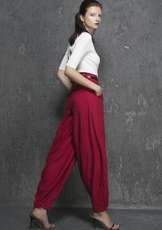 Red linen pants linen pants Linen pants women woman pants | Etsy Red Linen Pants, Custom Pants, Pants Custom, Maxi Pants, Woman Pants, Tailored Clothes, Pants Linen, Pants Baggy, Pants High Waisted