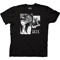 a black t - shirt with an anime character on it