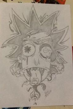 a drawing of a cartoon character with an evil look on it's face and eyes