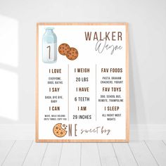 a poster with the words, i love you and cookies on it in front of a white