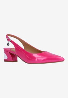 This sling back pump is made of fabric with a synthetic lining and synthetic sole on a 2 inch block heel. This style also features a pointy shaped closed toe.Fabric or Synthetic UpperSynthetic LiningSynthetic OutsoleSlingback Pump available in sizes 5-11,12,13M-7-11,12,13W | Women's Shayanne Slingback Pump by J. Renee in Fuchsia (Size 5 1/2 M) Red Slingback Pumps With 4-inch Heel For Summer, Synthetic Slingback Pumps With 4-inch Heel, Pink Slingback Heels With 4-inch Heel, Pink Closed Toe Slingback Pumps With 4-inch Heel, Red Closed-toe Slingback Pumps With Removable Insole, London Gifts, Woman Within, Swimsuits For All, Slingback Pump