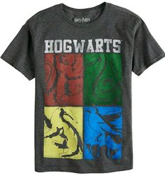 a harry potter t - shirt with hogwart's colors on the front and back