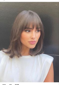 Brown Hair With Fringe, French Bangs, Short Hair Fringe, Bangs Hairstyle, Olivia Culpo, Blonde Hair Looks, Hair Affair, Haircuts Straight Hair