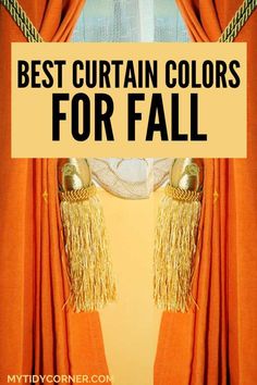 fall curtain colors Fall Window Curtains Ideas, Curtains Gray Walls, Window Curtains Ideas, Curtains For Grey Walls, Fall Curtains, Fall Windows, Orange Curtains, Earthy Home Decor