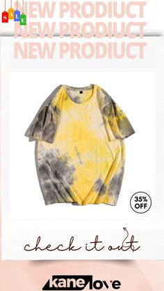 Men's Casual Round Neck Short Sleeve Tie-dye T-shirt Tie Dye Tops For Summer Streetwear, Acid Wash Short Sleeve T-shirt For Summer, Summer Relaxed Fit Bleached T-shirt, Bleached T-shirt For Summer Streetwear, Hand Dyed Yellow Tops For Summer, Hand Dyed Yellow Top For Summer, Yellow Hand-dyed Top For Summer, Summer Hand-dyed Yellow Top, Summer Yellow Hand-dyed Top