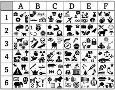 the alphabet and numbers are all in black and white, with different symbols on them