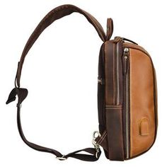 Woosir Mens Shoulder Crossbody Bag Brown Portable Chest Bag Backpack For Everyday, Brown Satchel Chest Bag For School, Brown Portable Chest Bag For Everyday Use, Brown Portable Chest Bag For Daily Use, Brown Satchel Chest Bag For Business, Portable Brown Satchel Chest Bag, Brown Casual Chest Bag For Daily Use, Casual Brown Chest Bag For Daily Use, Casual Brown Chest Bag