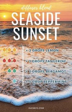 Essential Oil Candle Blends, Essential Oil Chart, Essential Oil Spray Recipes, Essential Oil Roller Bottle Recipes, Seaside Sunset, Essential Oils Guide, Essential Oil Spray