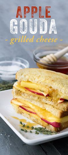 an apple goula grilled cheese sandwich on a plate