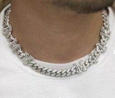 (eBay) 15 ct Sim Diamond Custom Name Letter 12mm x 20 inch Cuban Link Necklace Silver Silver Link Necklace, Cuban Link Necklace, Name Letters, Dope Jewelry, Cuban Link, Men's Jewelry, Link Necklace, Necklace Silver, Zig Zag