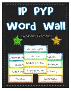 a poster with words on it that say ppypp word wall, and an image of