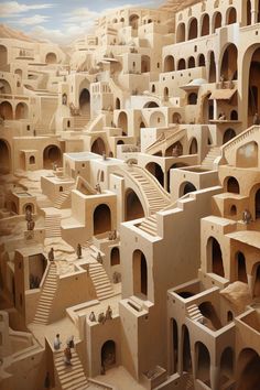 an artist's rendering of a city made out of clay