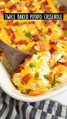 a casserole dish with bacon, cheese and green onions