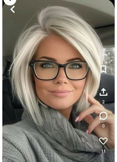 Sassy Gray Hair Over 50, New Haircut 2024, Grey Hairstyles, Platinum Blonde Bobs, Hairstyles With Glasses, Hair Mistakes, Women Over 50