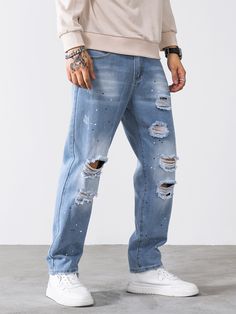 Jeans Mom Hombre, Adidas Brown, Ripped Jeans Men, Outfits Jeans, African Clothing For Men, Men Stylish Dress, Yellow Shirt, Jeans Ripped, Yellow Shirts