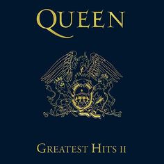 queen's greatest hits ii album cover with an eagle on the front and gold lettering