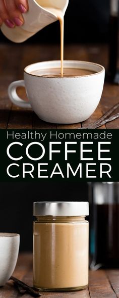 coffee creamer being poured into a bowl