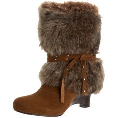 Ok, so I know the faux fur + suede makes these completely impractical, but who cares? They're HOT! Womens Wedge Boots, Interesting Shoes, Faux Fur Boots, Fur Boots, Womens Wedges, Wedge Boots, Dream Closet