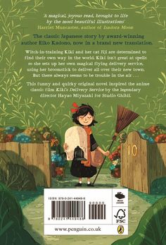 an illustrated book cover with a girl holding a broom