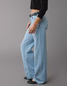 AE Dreamy Drape Stretch Low-Rise Baggy Wide-Leg Jean Low Waisted Baggy Jeans, Low Waisted, Baggy Jeans, Stretch Jeans, Wide Leg Jeans, Low Rise, Women's Jeans, American Eagle Outfitters, American Eagle