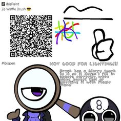 a cartoon character holding a magnifying glass next to a qr - code