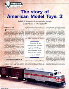 an advertisement for the american model toys 2 train set, featuring a silver and red train car