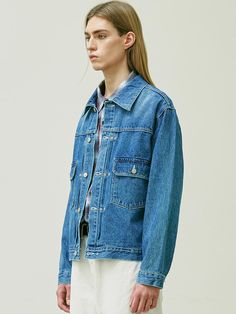 This is a comfortable and casual denim jacket that is made out of high quality cotton 100% fabric. With design detail of regular silhouette, vintage washed fabric, and double stitches detail, it gives a trendy and relaxed look.- Regular silhouette- Side adjuster on the waist- 13oz denim fabric with USA Ring yarn- Vintage washed fabric Relaxed Fit Utility Jacket With Flap Pockets, Relaxed Fit Denim Utility Jacket, Relaxed Fit Washed Blue Outerwear With Flap Pockets, Relaxed Fit Rigid Denim Jacket With Pockets, Relaxed Fit Recycled Denim Jacket With Pockets, Utility Style Washed Blue Denim Jacket For Streetwear, Relaxed Fit Washed Blue Denim Jacket With Flap Pockets, Washed Blue Utility Denim Jacket For Streetwear, Washed Denim Blue Utility Jacket